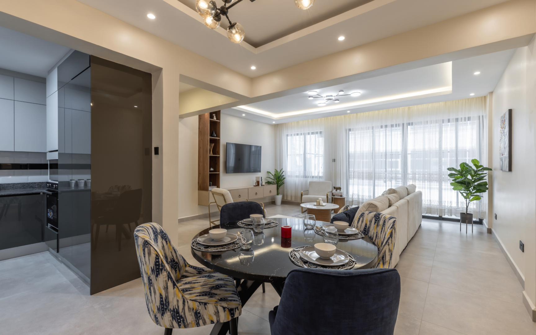 Dining and kitchen in a 2 bedroom apartment at Greenville Gardens, General Mathenge Drive, Westlands, Nairobi — for sale from KES 17,500,000