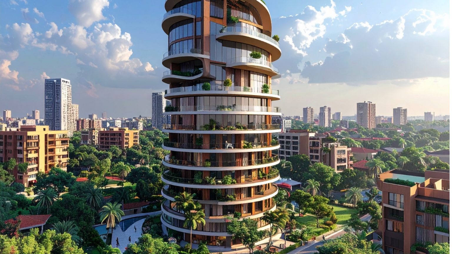 Residential tower with planted balconies in Nairobi