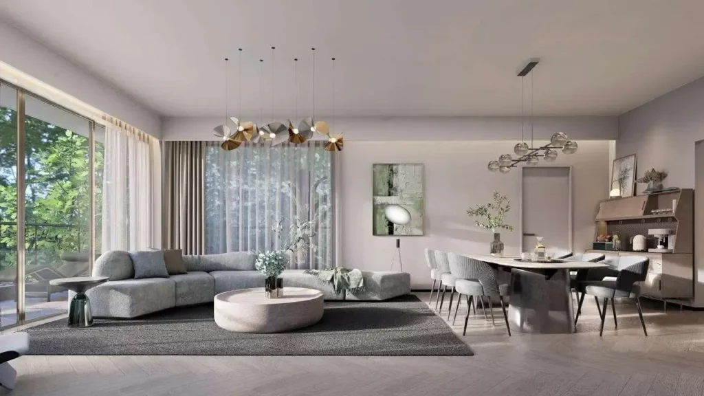 Open living space with sofa and table in a Mara Grove apartment, Syokimau
